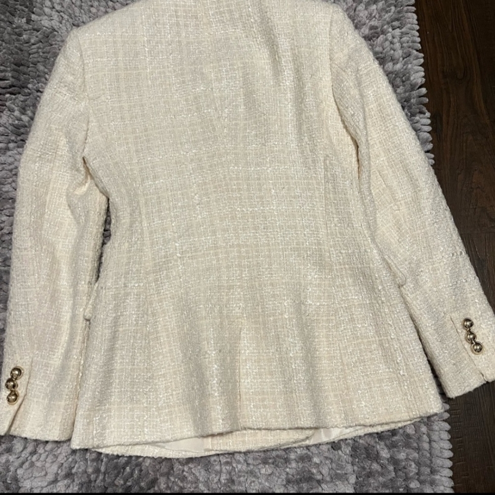Zara Tweed Cream Blazer - Picture 4 of 4